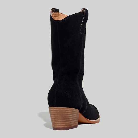 MADEWELL Black Suede Western Boots “The Cassidy Tall Western Boot” NWT - Picture 3 of 16